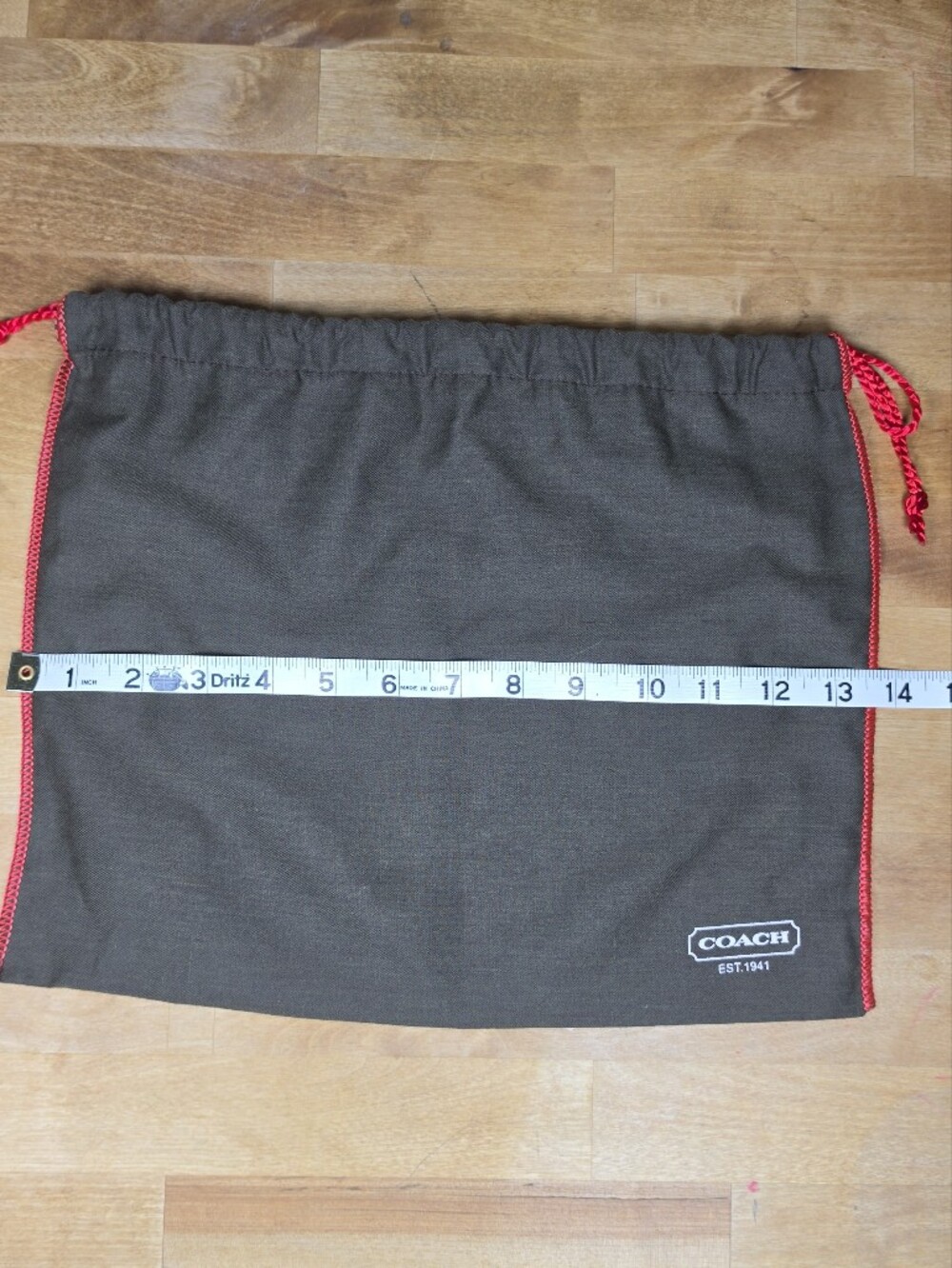 Authentic Coach Green Cotton Drawstring Dust Bag Storage Pouch 11" x 13